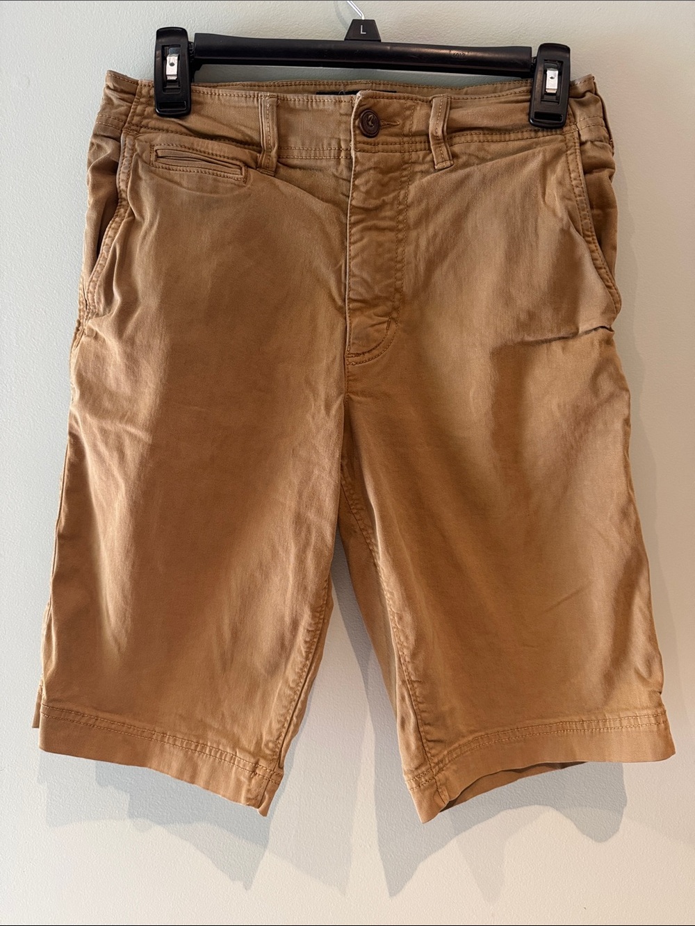 AEO Men's Flat Front Chino Shorts in Tan